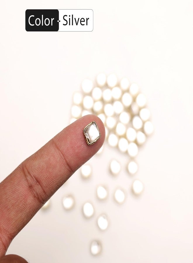 Embroiderymaterial Sew On Beads/Rhinestones/Kundan Stones Mirrors for Craft Work, Embroidery Work, Jewellery Work, Aari Work, Maggam Work etc (Square Shape, Silver Color, 8MM, 50 Pieces) - Image 3